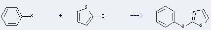 The Thiophene, 2-(phenylthio)- could be obtained by the reactants of Thiophene, 2-(phenylthio)- and benzenethiol